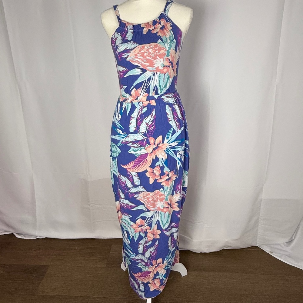 Soma Cross-Back Floral Maxi Dress, Size Small Tropical, Soft, Dressy